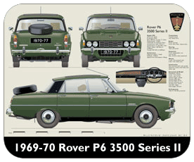 Rover P6 3500 (Series II) 1970-77 Place Mat, Small